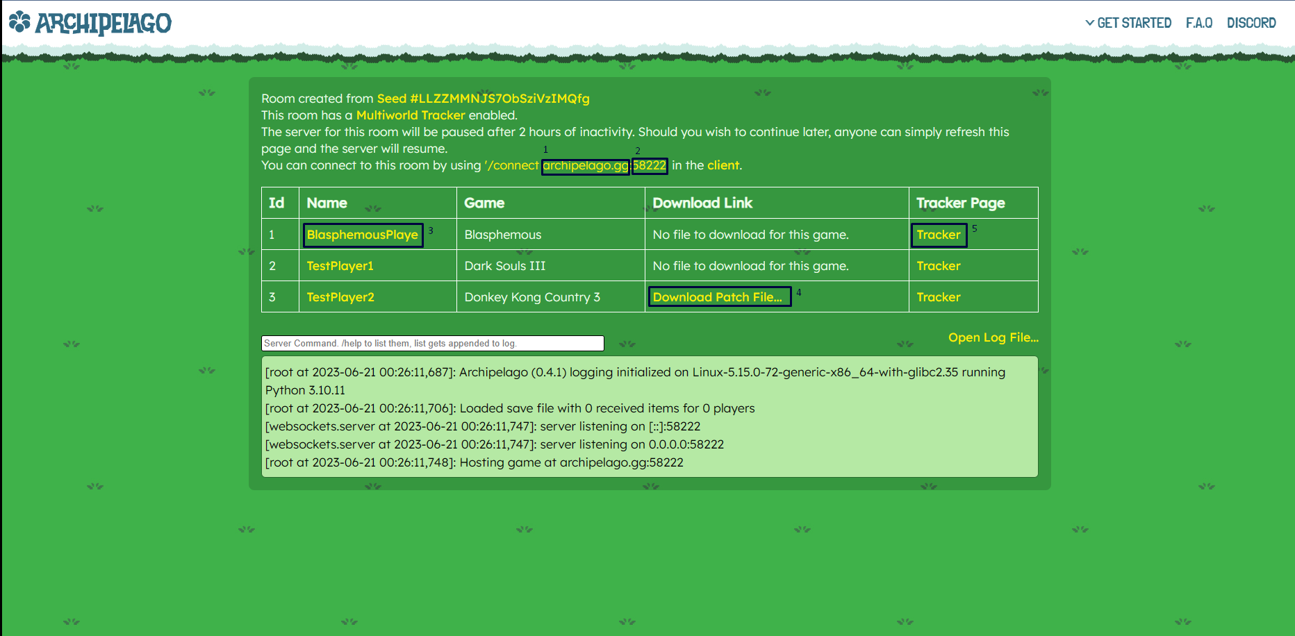 Screenshot of Room Page